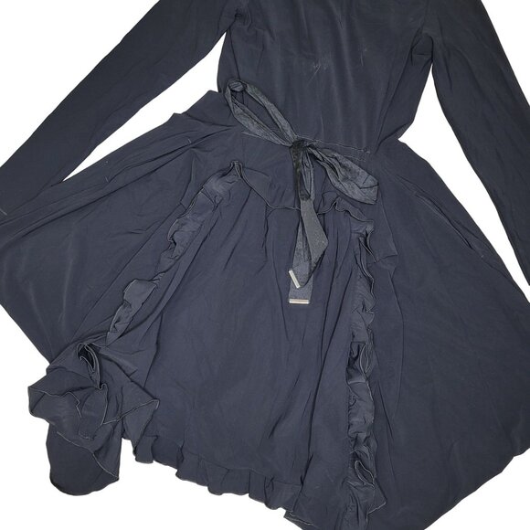 H.I.G.H Black Long Sleeve Lace Collar Dress With Bow ruffles Gothic Victorian 29 - Picture 3 of 12